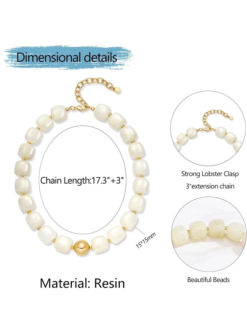 Cream Beaded Dopamine Necklace NEW - Picture 6 of 6